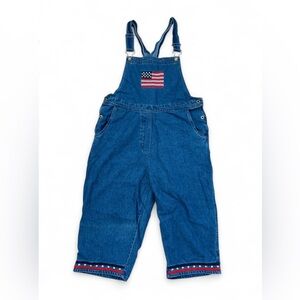 Vintage 90s/Y2K denim Overalls embroidered American Flag